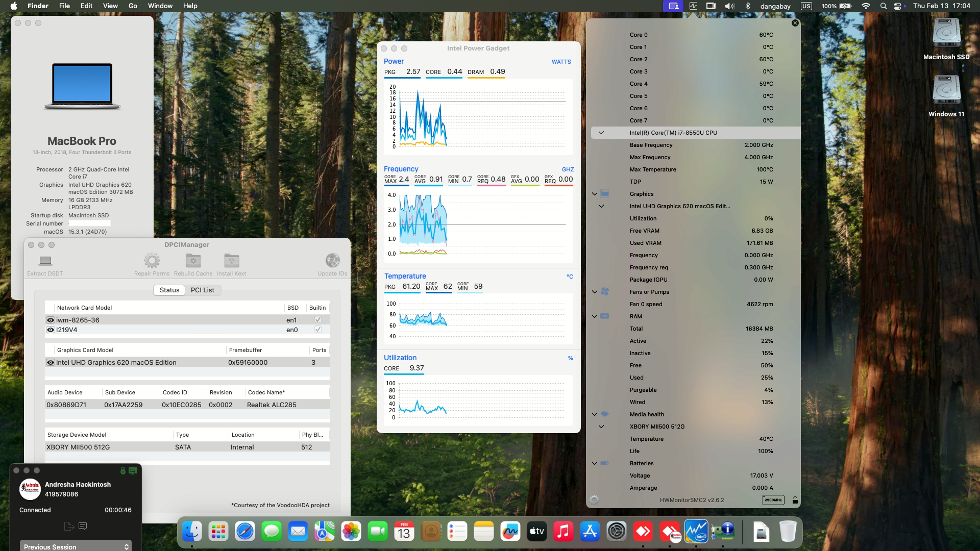 Success Hackintosh macOS Sequoia 15.3.1 Build 24D70 in Lenovo Thinkpad X1 Yoga 3rd Gen